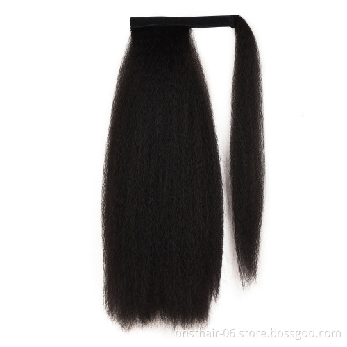 Long Yaki Ponytail Hairpiece for Women with Comb Synthetic Pony Tail False Hair Extension Adjustable Strap Kinky Curly 22" >=60%